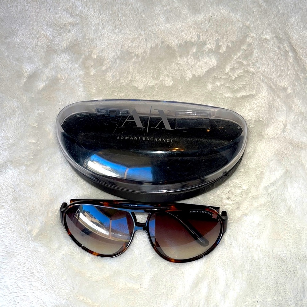 MEN ARMANI EXCHANGE SUNGLASSES BLACK/BROWN/GOLD